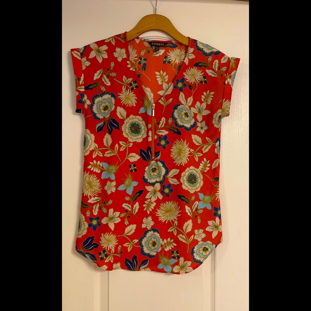 Express Floral Zip Gramercy Top